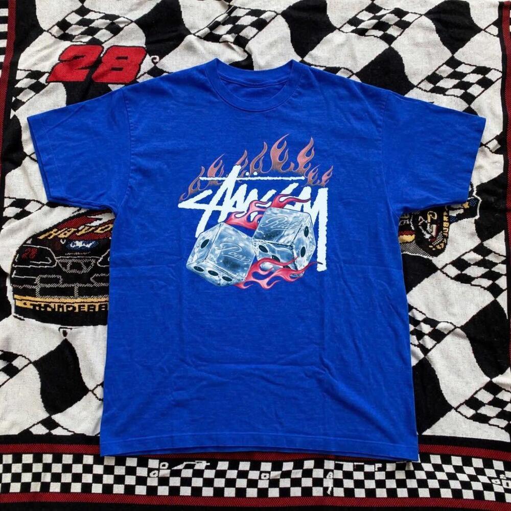 Blue Stussy Y2K Racing Tee Streetwear
